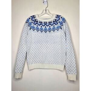 Levi's fair isle blue white crewneck sweater - small